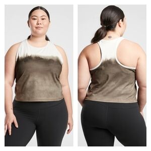 Athleta Shanti Watercolor Striped Crop Tank Mortar and Mushroom